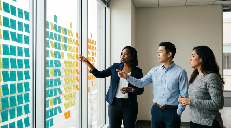 Strategy map built from sticky notes
