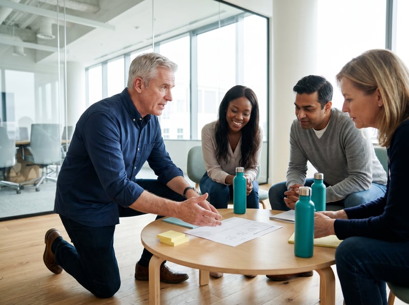 Facilitator coaching a small breakout group